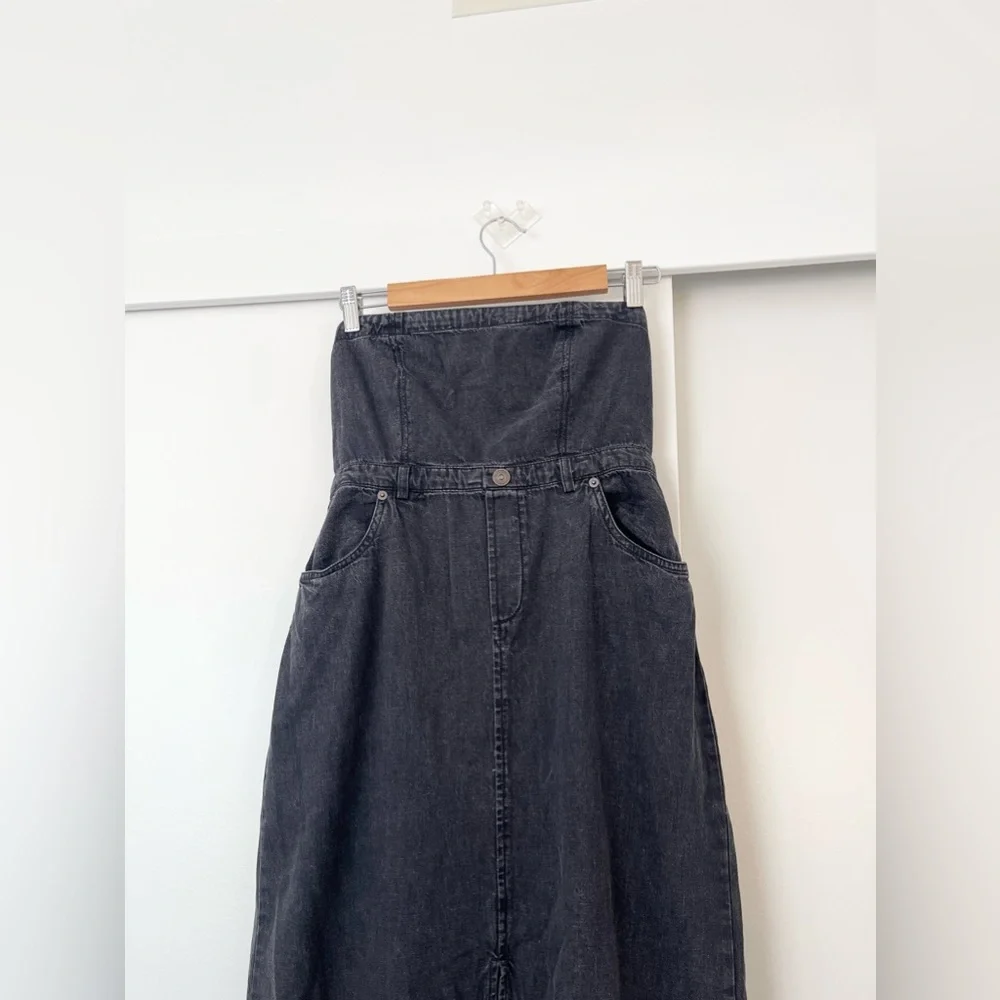NWOT Free People Picture Perfect Midi Strapless Tube Denim Dress Size 2